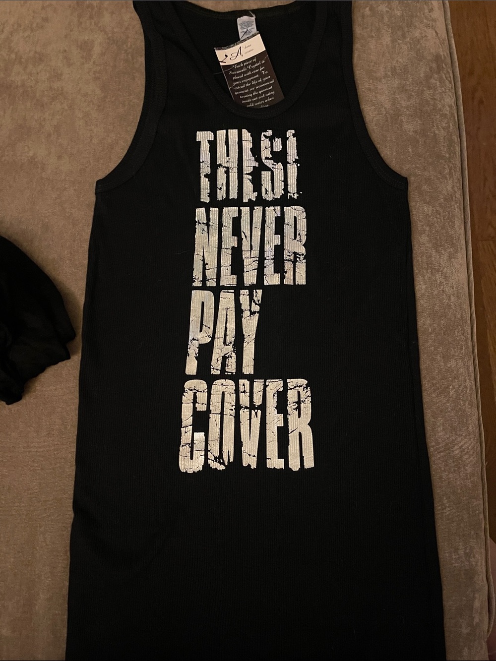 ANGL Black Tank Top with White Graphic Text